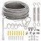 Built Industrial Industrial-Style Outdoor String Light Hanging Kit - 82 Ft, 2 mm Stainless Steel Rope, Silver - Mounting Hardware with Clamps & Carabiners for Patio & Porch, Wedding